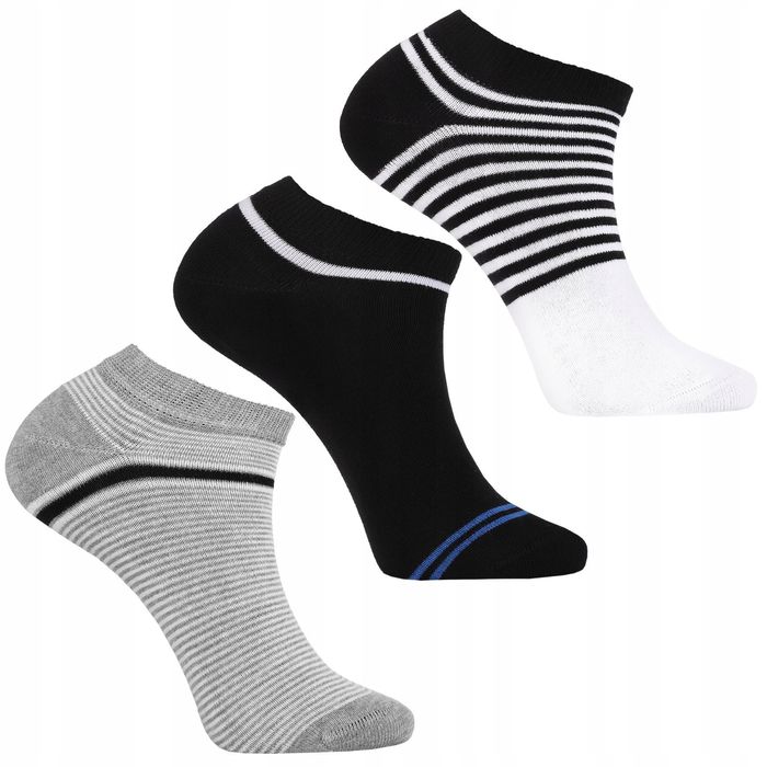 Stopki Skarpetki Męskie Bawełniane Skarpety W  Paski Moraj 3Pary 43-45