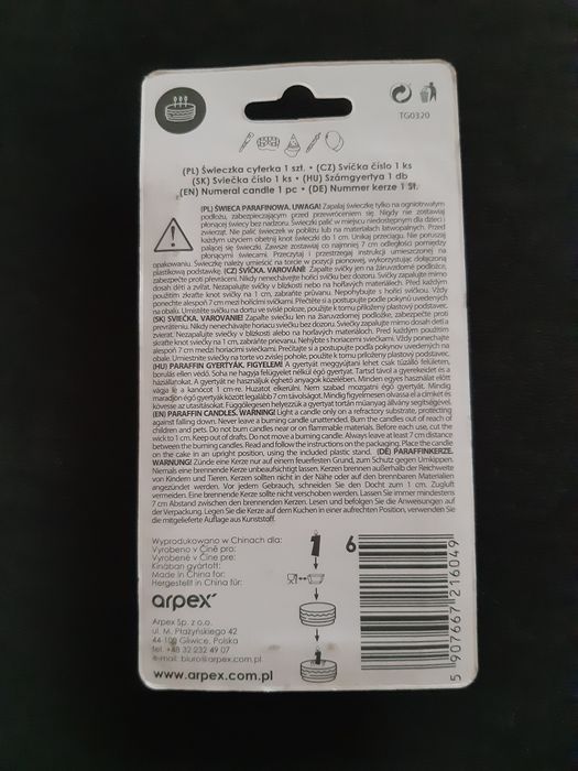 Świeczka urodzinowa 6 lat Nowa świeca