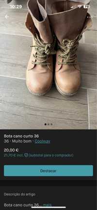 Botas Coolway cano pequeno beje 36