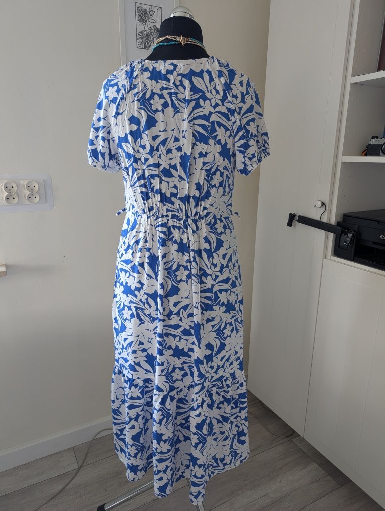 Letnia zwiewna wakacyjna sukienka midi wiskoza plus size 42 xl