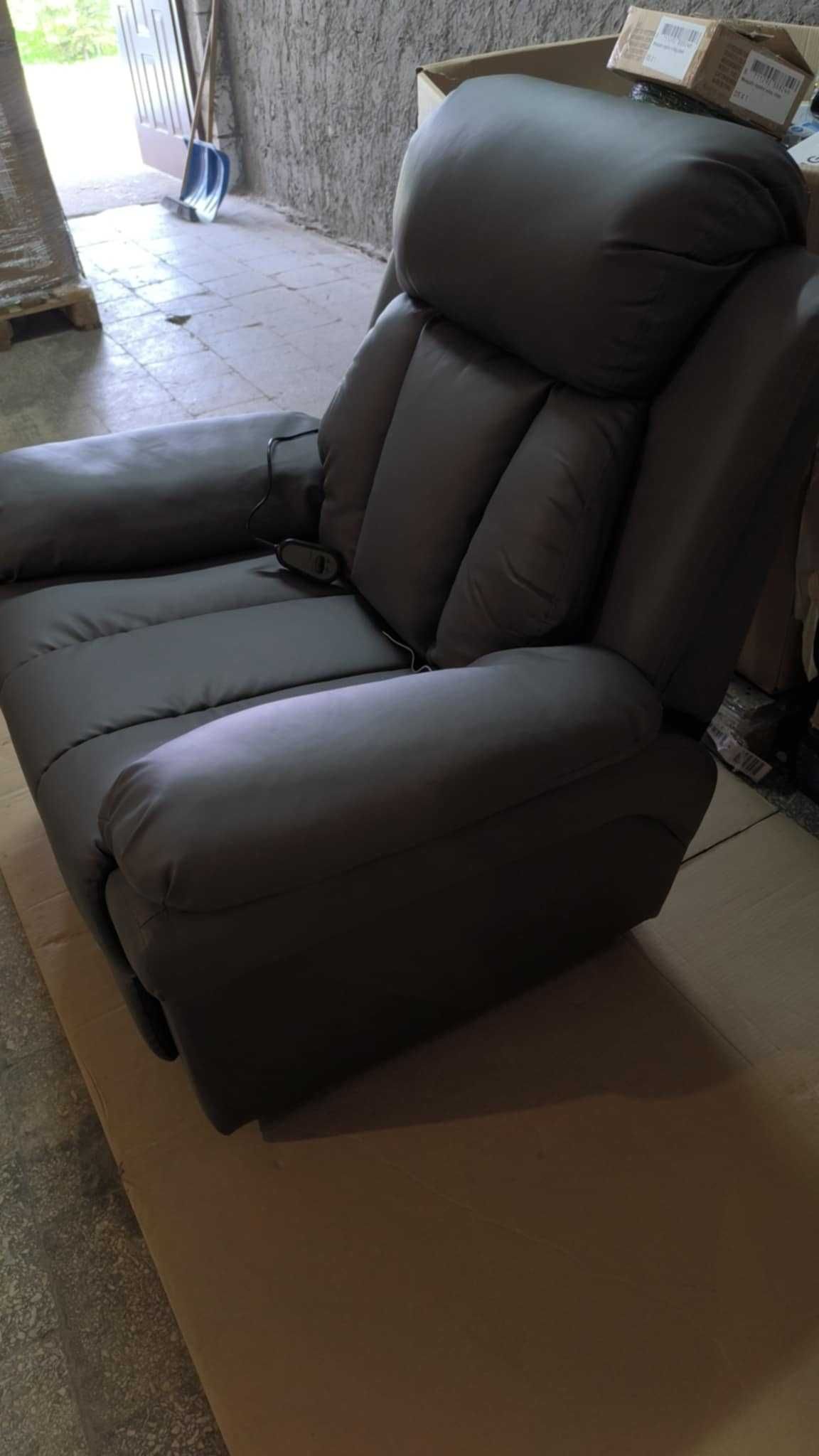 HOMCOM Fotel relaksacyjny funkcją leżenia, skóra ekologiczna