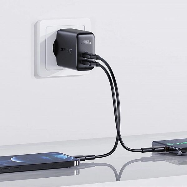 Acefast ładowarka sieciowa 2x USB Typ C 40W, PPS, PD, QC 3.0, AFC, FCP