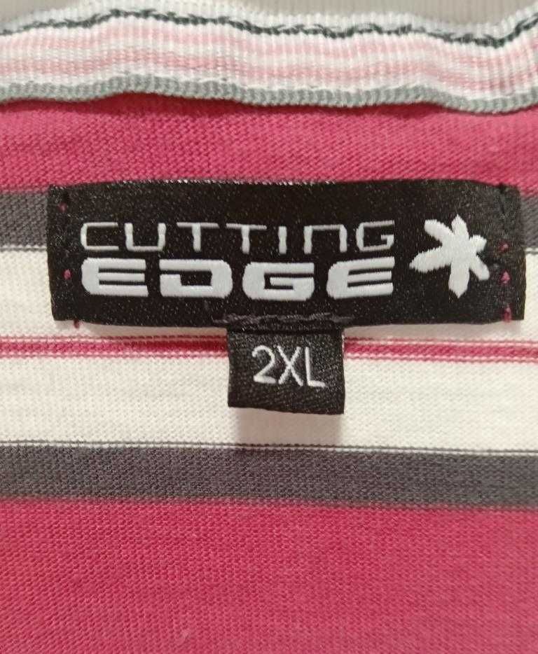 Koszulka damska polo Cutting EDGE - roz. 2XL, w paski