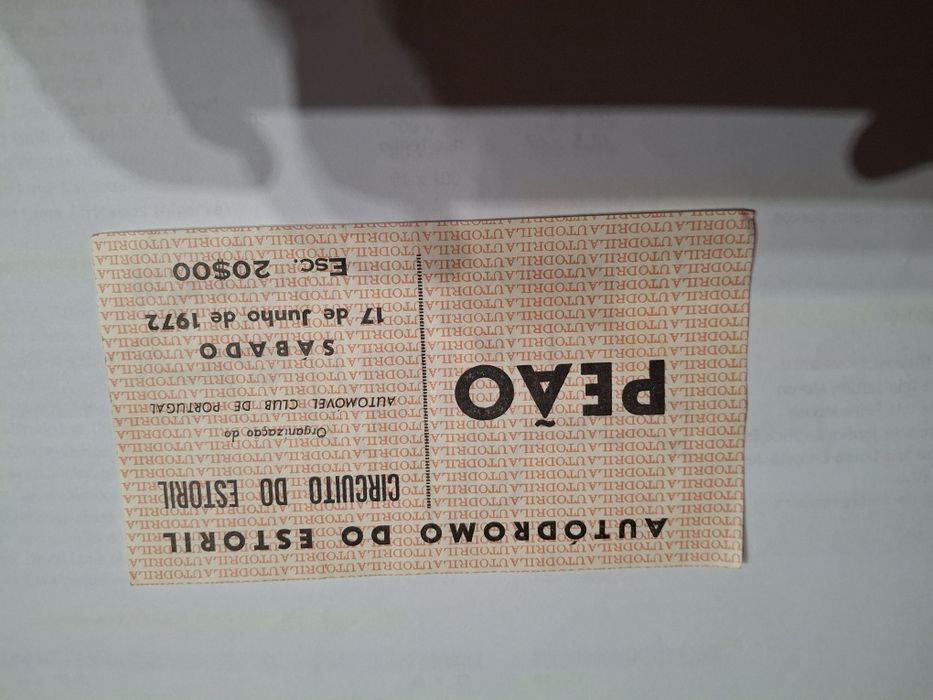 Automobilia muito raro bilhete inauguração autódromo estoril 1972