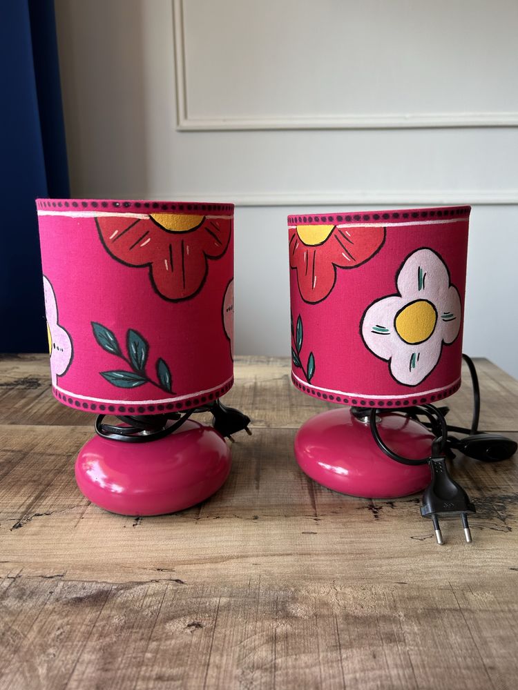 Retro Floral Vibes – Zestaw Lamp Nocnych w Stylu Vintage Handmade