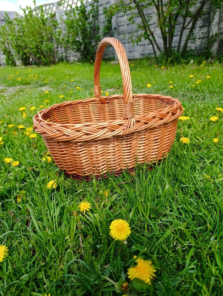 Kosz wiklinowy na zakupy grzyby koszyk prezentowy piknikowy