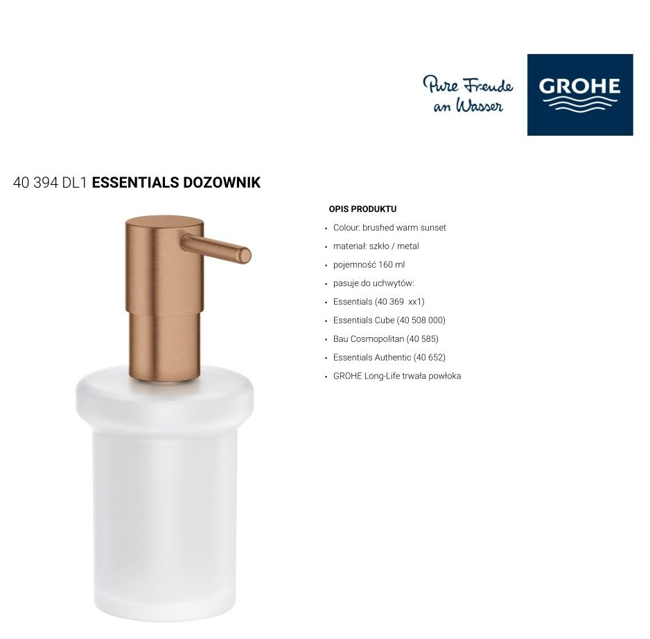 GROHE nowy dozownik na mydlo, kolor brushed warm sunset