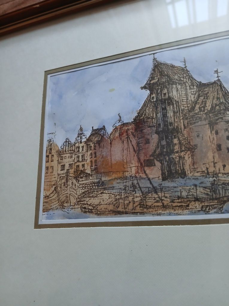 Panorama Gdakńska akwarela wareka