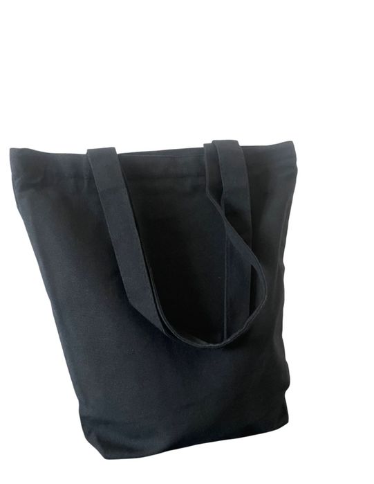 Torba shopper bawełniana czarna z zamkiem – eko torba na zakupy