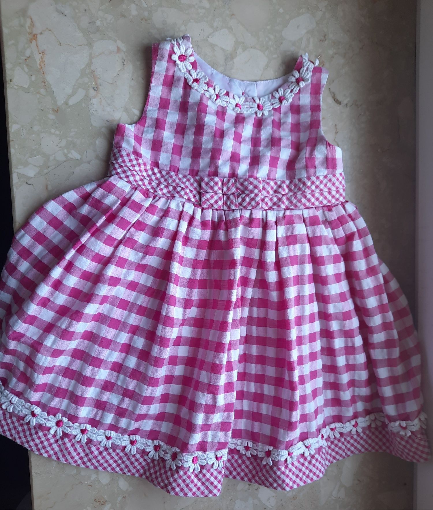 Sukienka w kratkę dla dziewczynki na lato Bambini r. 80