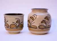ceramiczny wazon i osłonka Steingutfabrik Strehla 1520 i 6025 lata 60