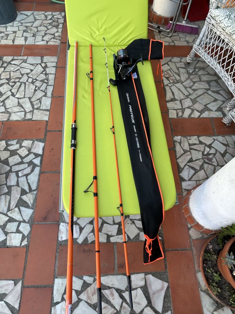 Conjunto Pesca Surfcasting Daiwa proteus e vega power force t80