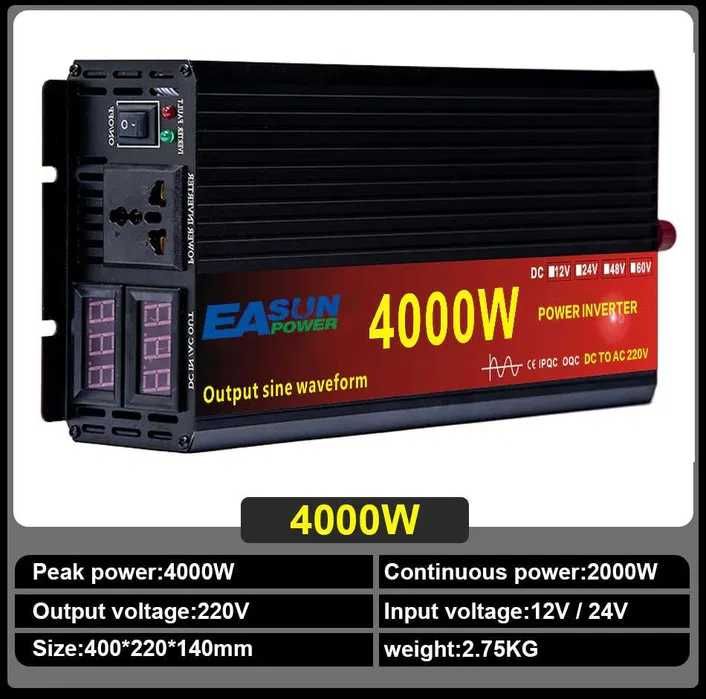 * NOVO * ONDA PURA * Inversor 12V * 220V 4000W * DC/AC