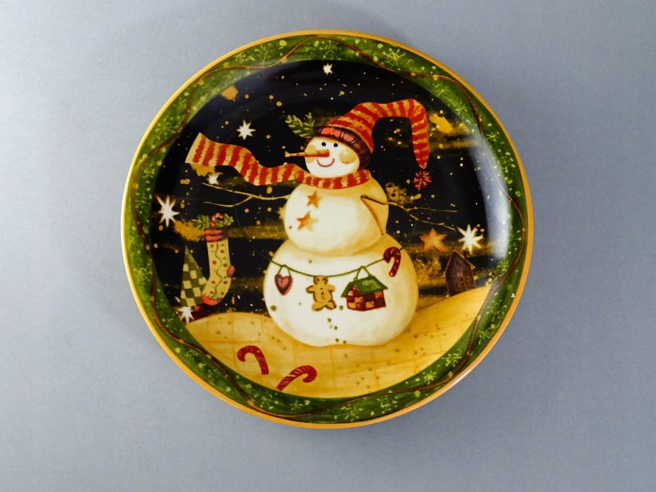 talerz ceramiczny boże narodzenie zima bałwan