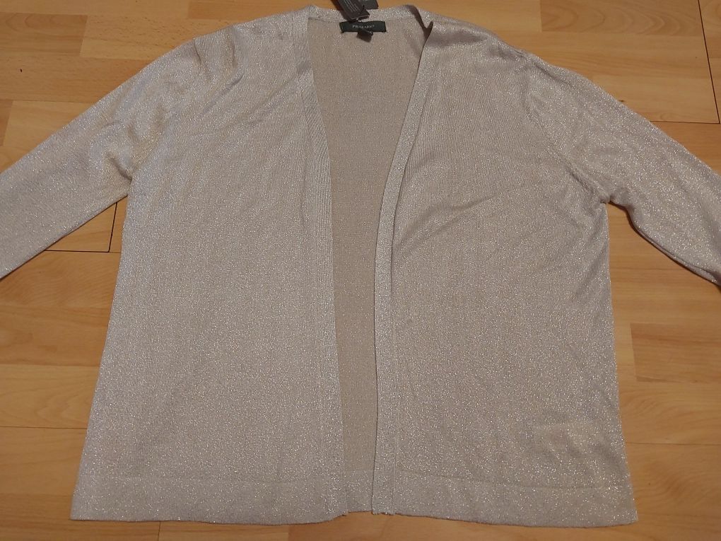 Nowa elegancka narzutka srebrna 42 44 46  bolerko  sweterek zakiet
