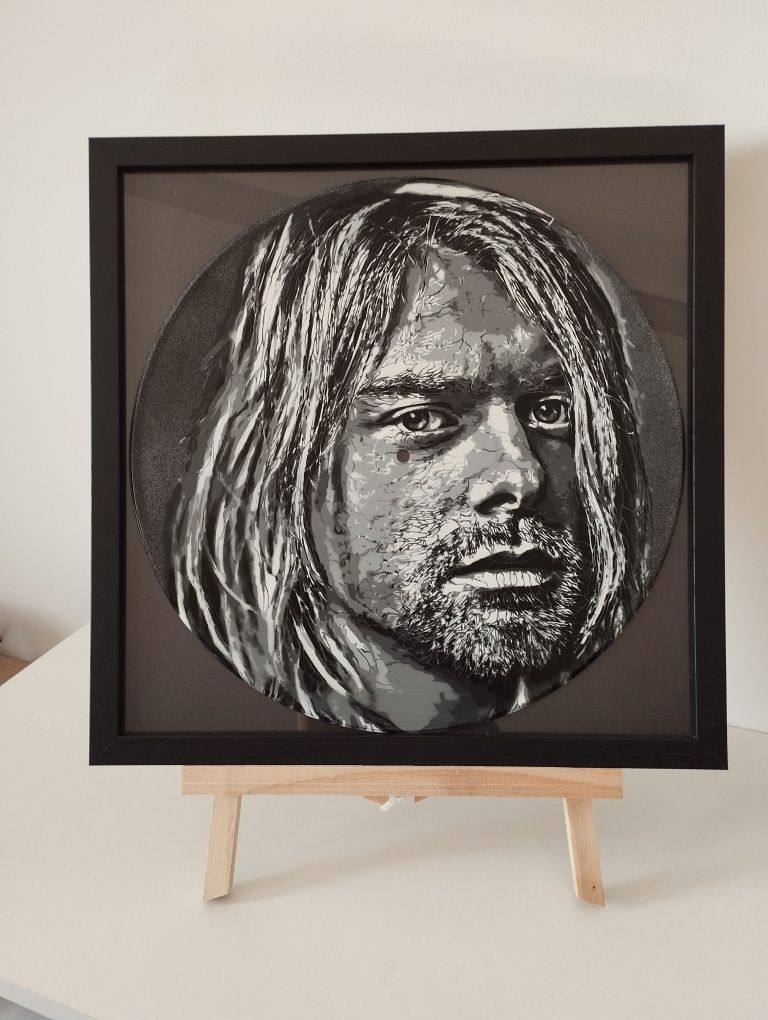 Kurt Cobain pintura original em disco de vinil