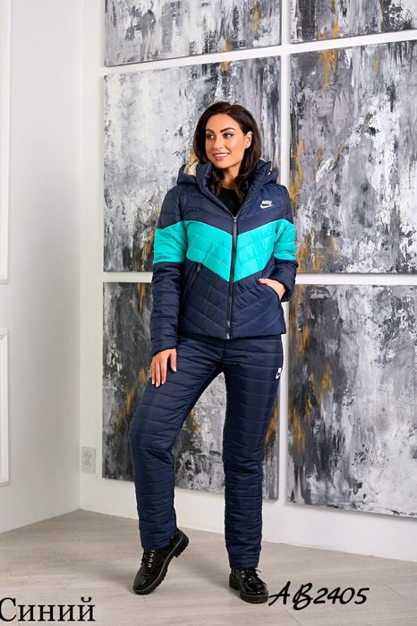 Зимовий жіночий теплий лижний костюм. Батал