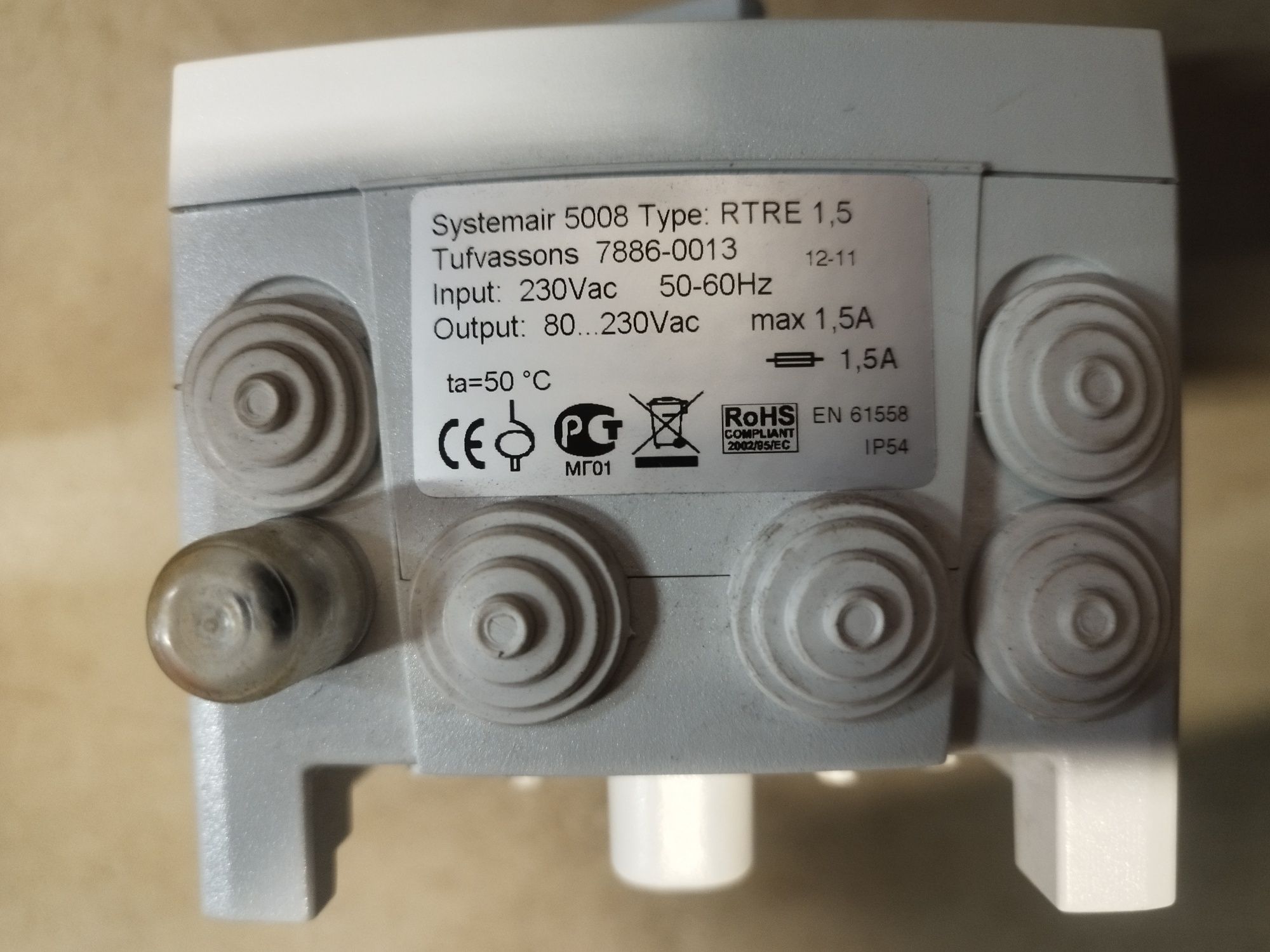 Controlador de velocidade ventilação Systemair 5008 RTRE 1.5