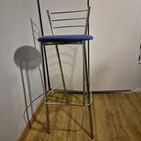 Wysoki stołek barowy hoker srebrny do baru 95cm krzesło wysokie 1-metr