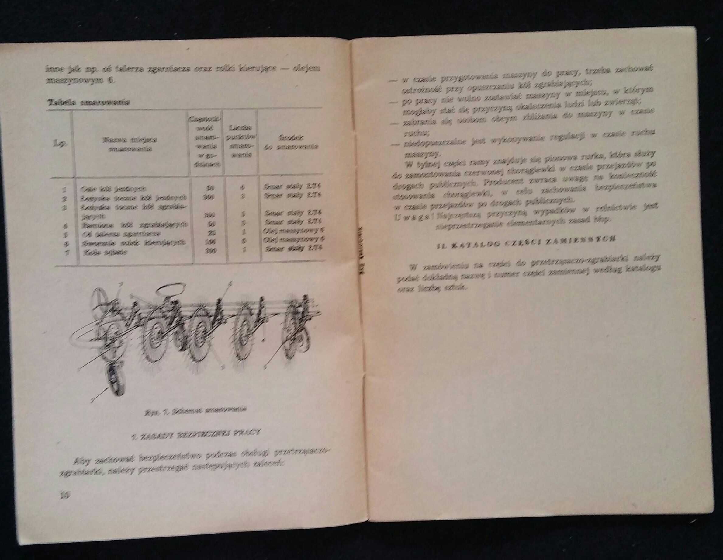 Zgrabiarka przetrząsarka konna Z216 instrukcji obsługi katalog części