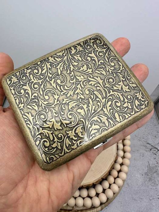 Papierośnica pudełko metalowe Kwiaty upominek gift