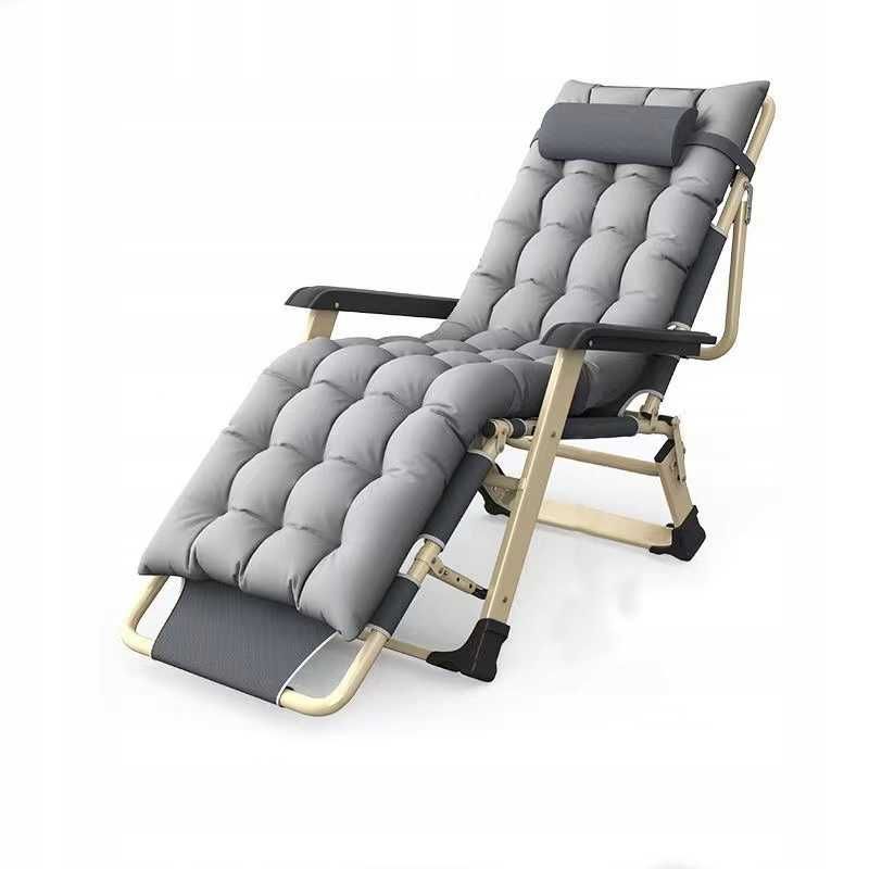 Leżak ogrdowy plażowy składany z poduszką fotel krzesło ogrodowe meble