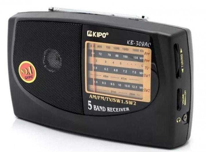 Портативный радиоприемник Kipo KB 308AC Черный сеть или батарейки