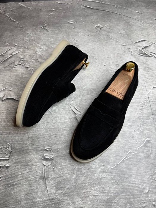 Лоферы Замшевые мужские чёрные LORO PIANA! Натуральная Замша! ХИТ!