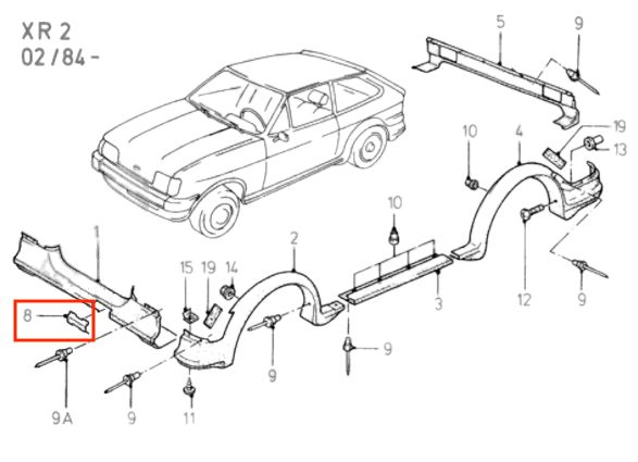 Ford Fiesta XR2 Przednia osłona haka holowniczego czarna