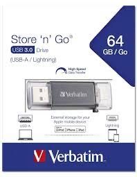 Флеш-накопичувач Flash Verbatim USB 3.0 64 ГБ для Apple Lightning