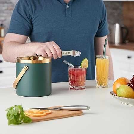 Relaxdays Pojemnik na kostki lodu, stal nierdzewna 1,5l zielony/złoty