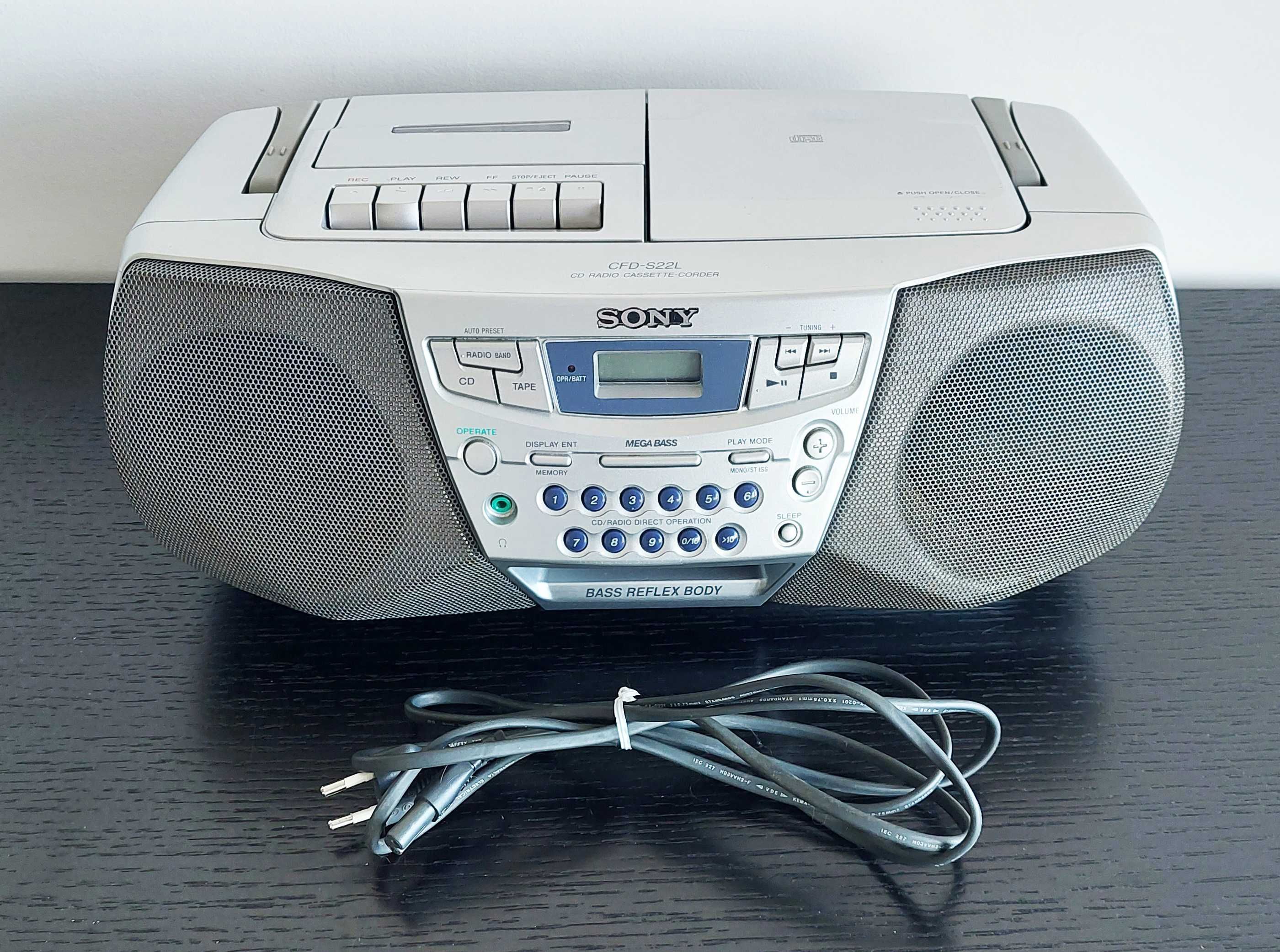 Rádio AM/FM leitor gravador de cassette e leitor de CD Sony CDFD-S22L