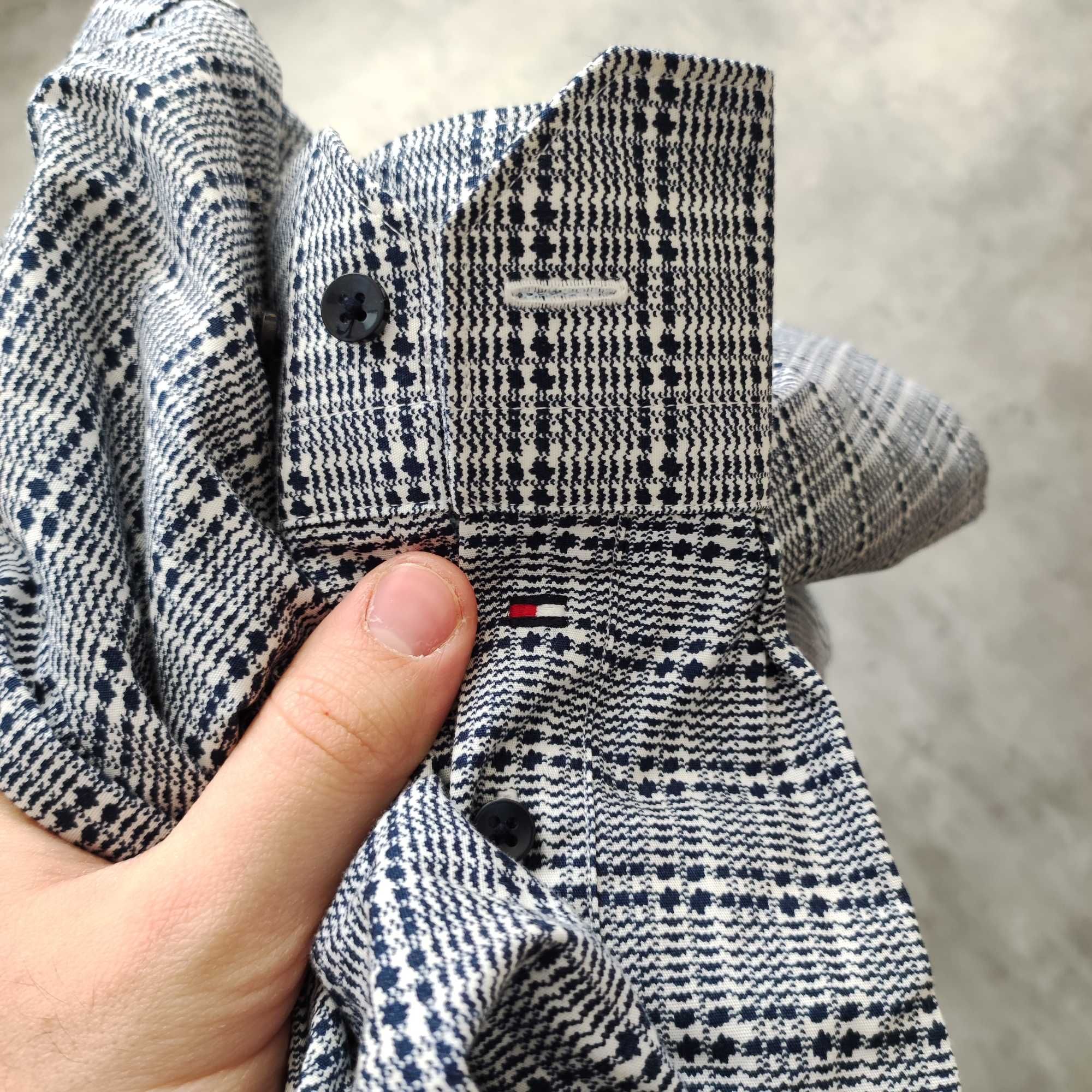 MĘSKA Elegancka PREMIUM Koszula Drobna Kratka Tommy Hilfiger Bawełna