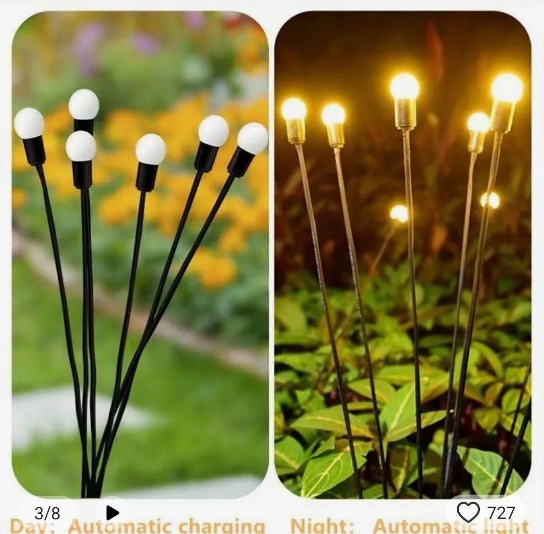 Садовий світильник, ліхтар, на сонячній батареї. 10 ламп!