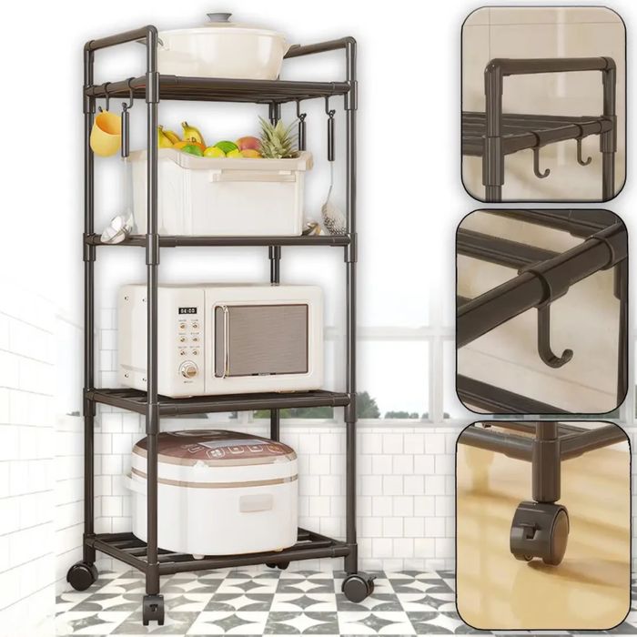 Полиця-стелаж підлогова 138×42×32 см на коліщатках