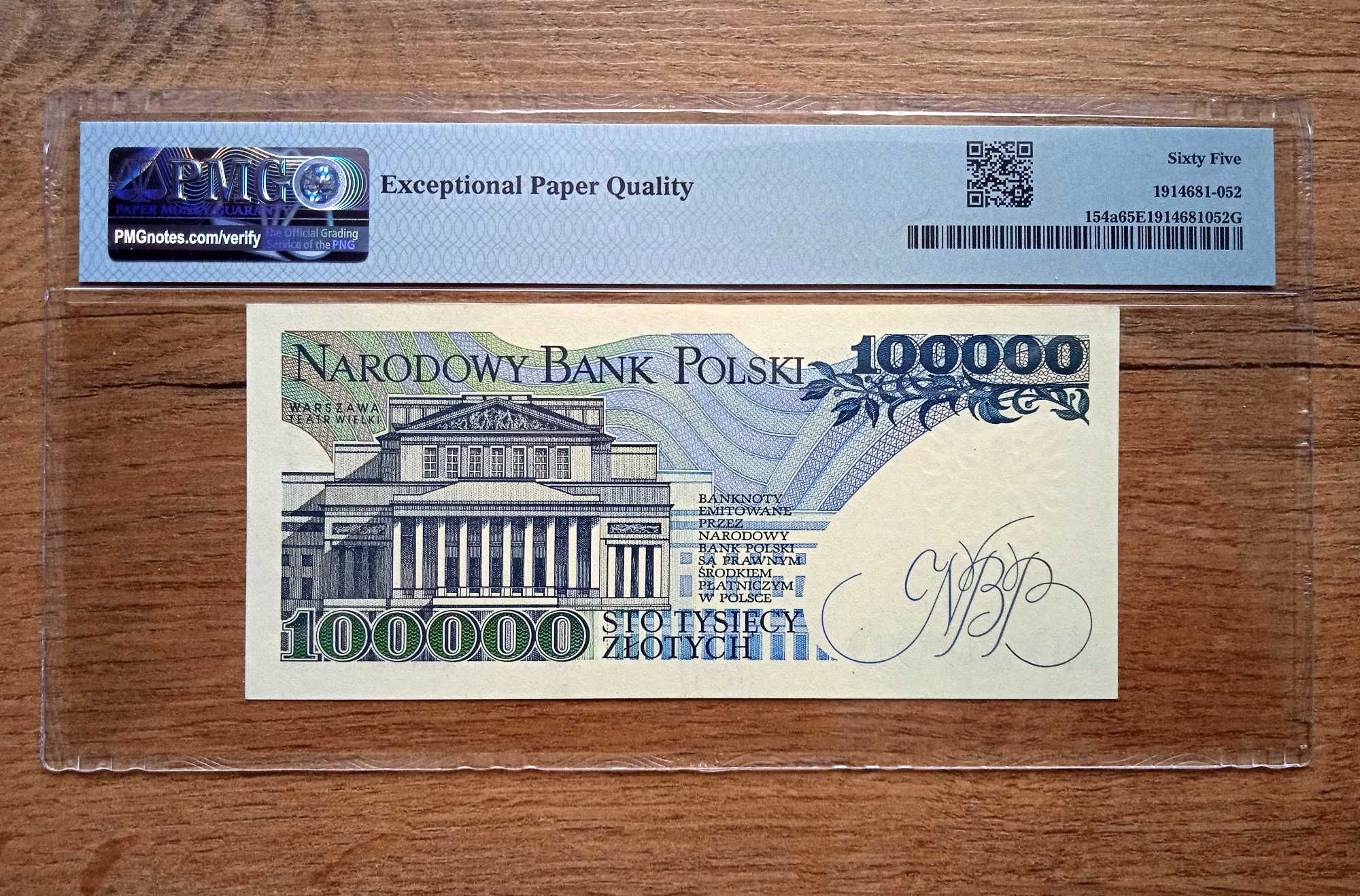 100000  zł 1990 - CA -   PMG  65