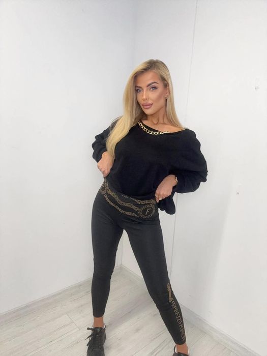 Piękne legginsy z cyrkoniami modele logo paparazzi fashion