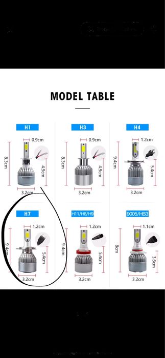 Żarówki led H7 12v/24v barwa biala
