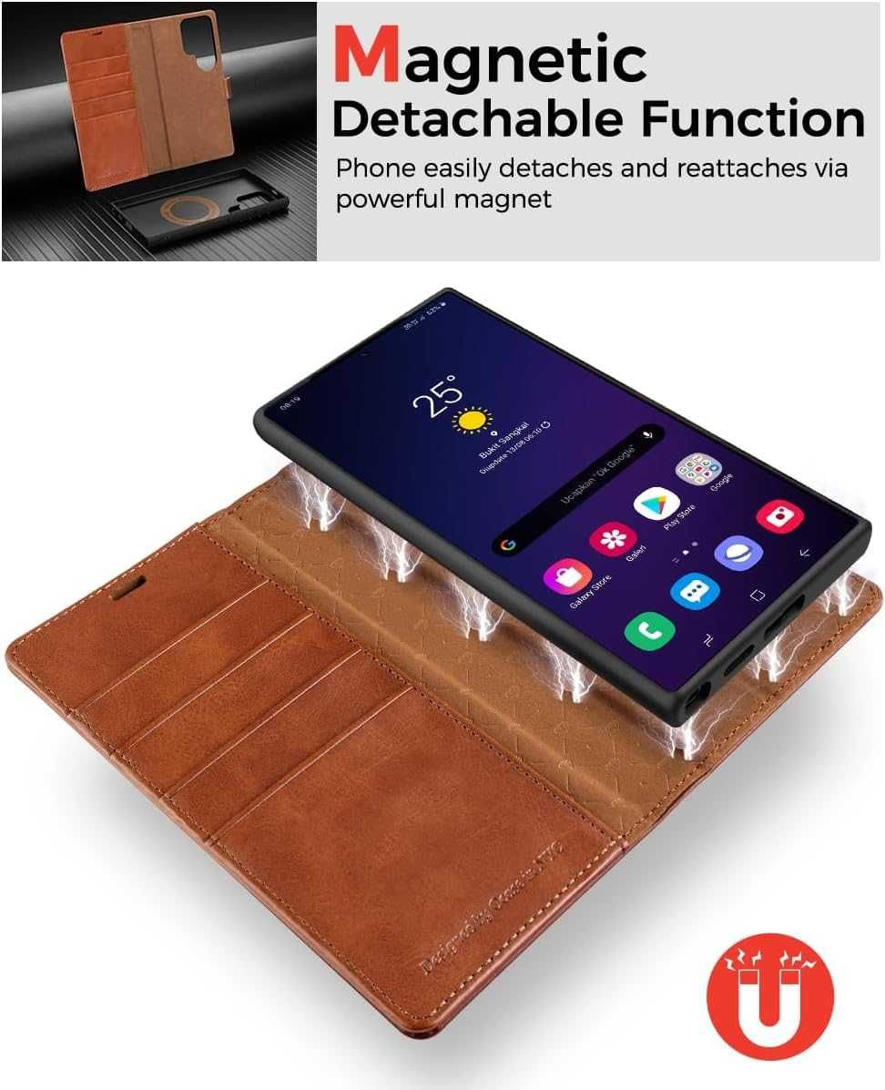 OCASE etui skórzane z klapką do Samsung Galaxy S24 Ultra  2w1 brązowe