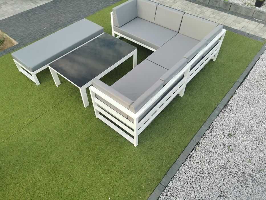 Meble tarasowe ogrodowe ALUMINIOWE narożnik na taras solidny profil