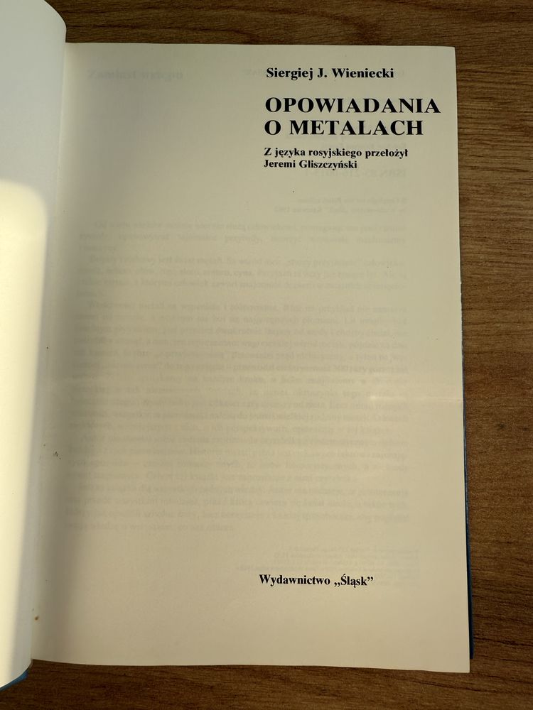 Opowiadania o metalach – Siergiej J. Wieniecki