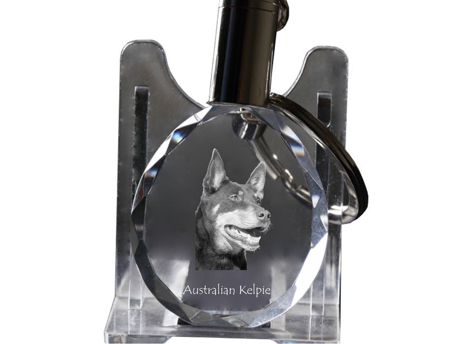 Owczarek australijski kelpie brelok do kluczy owalny z koniem Art-Dog