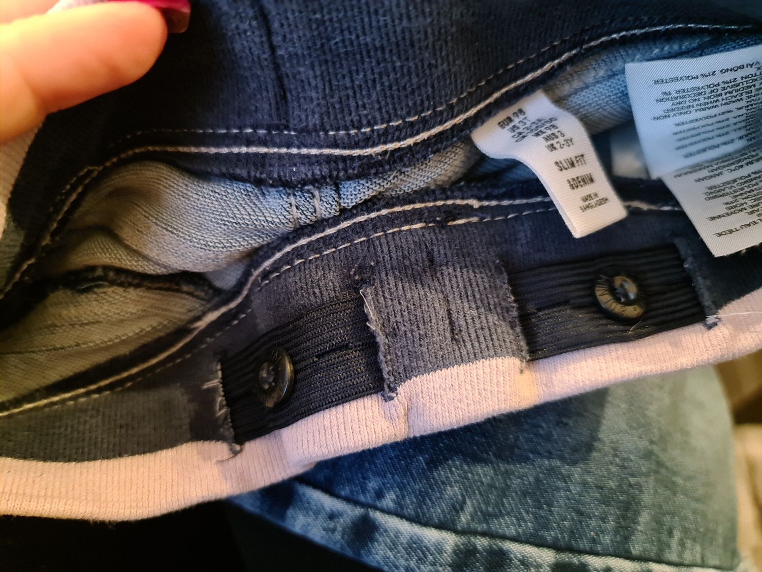 Spodnie z miękkiego jeansu tregginsy regulacja w pasie na gumce H&M 98