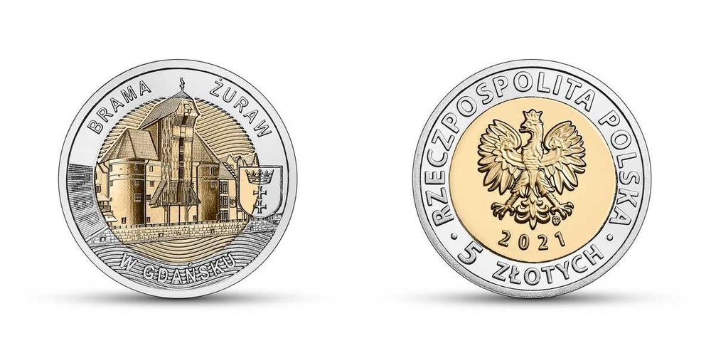 5 zł - Brama Żuraw w Gdańsku - 2021 - worek menniczy