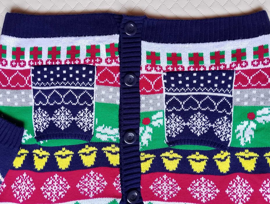 M Męski sweter świąteczny na święta kardigan rozpinany Mikołaj