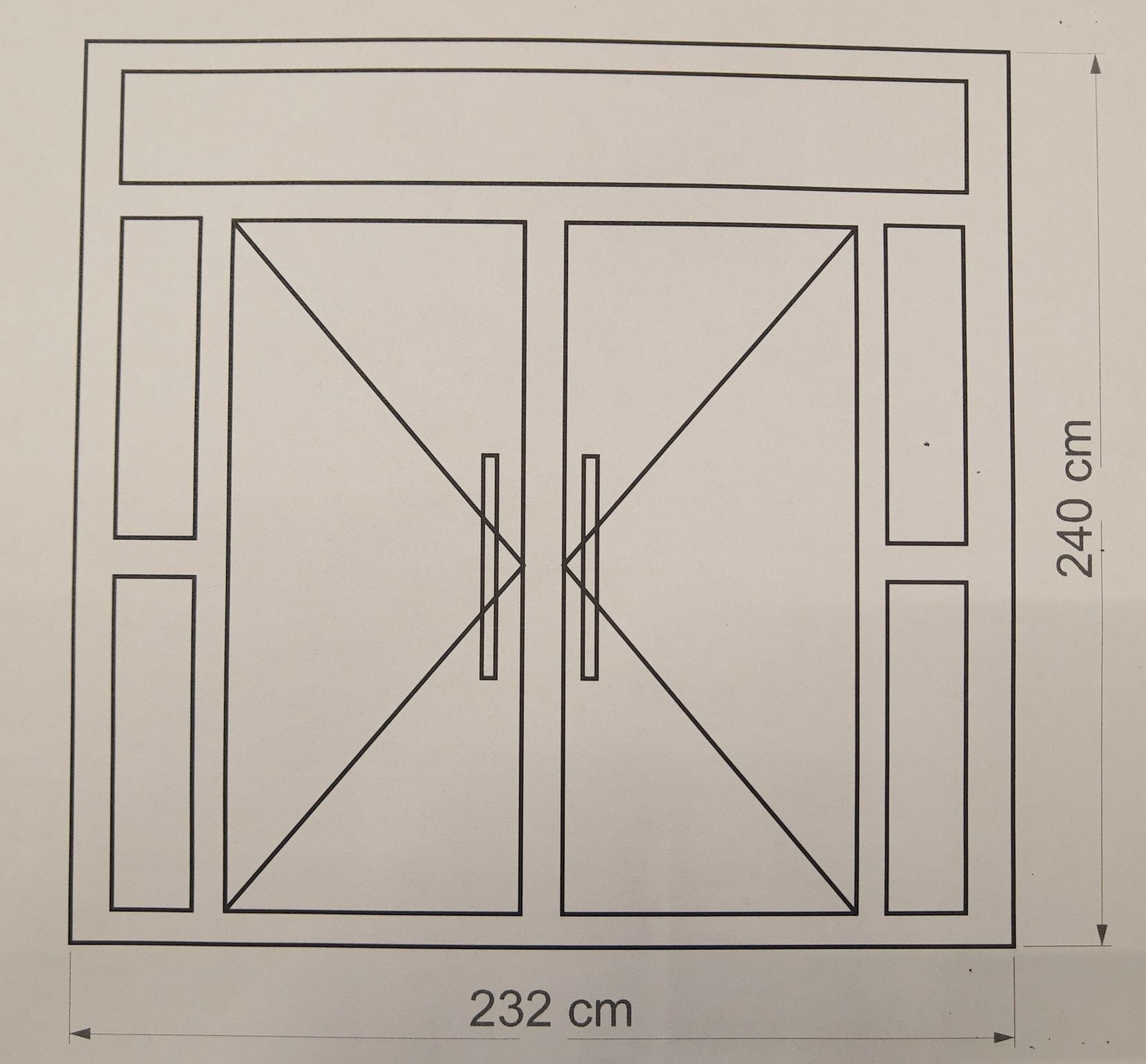 Drzwi zewnętrzne sklepowe, alu, Aluprof, 2320x2400, antracyt, nowa