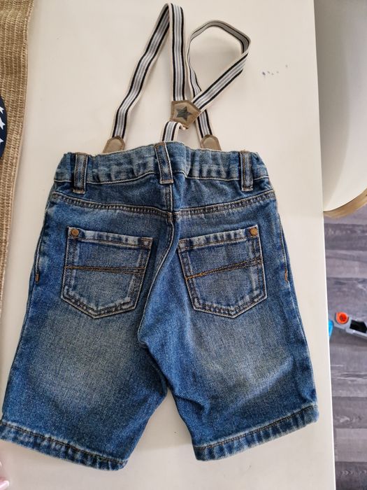 Szorty jeansowe hm z szelkami i regulacją w pasie