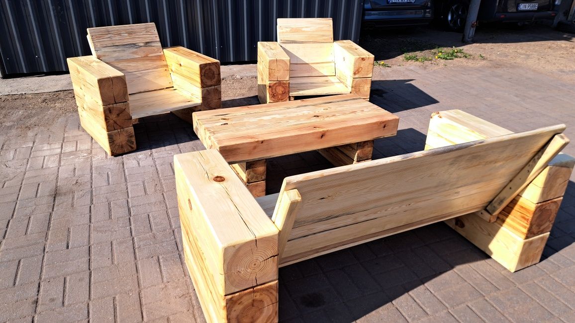 Meble ogrodowe  z bel 20x20 grube piękne potężne super styl