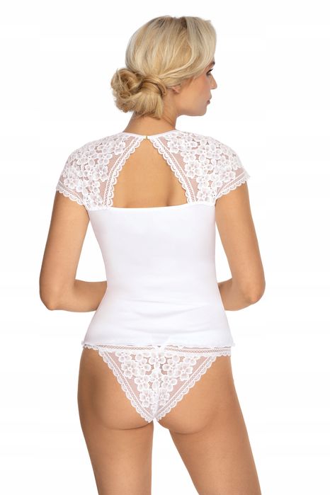 Róża Koszulka Damska Z Koronką Biała R. 38