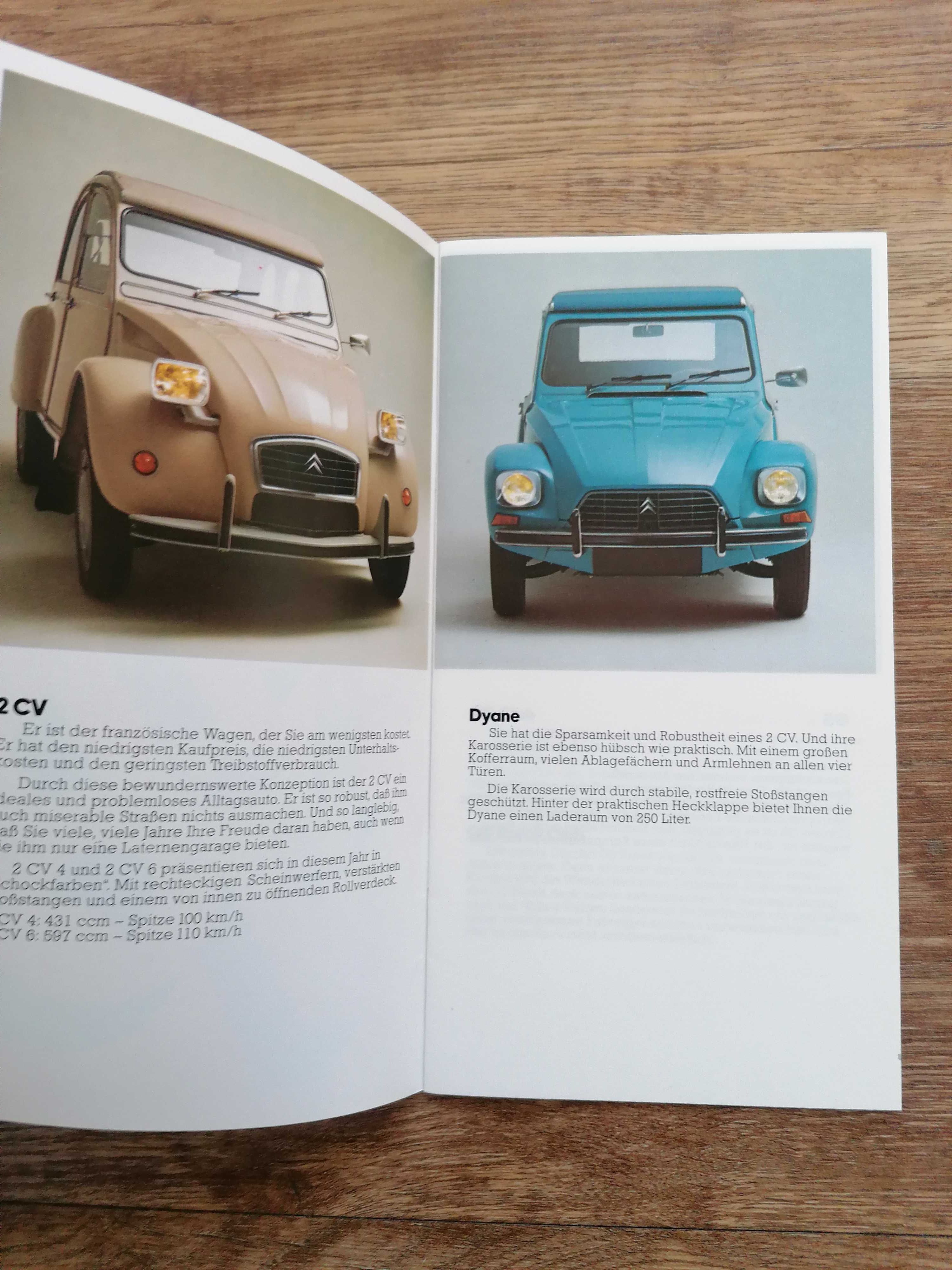 Prospekt Citroen  2CV, Dyane 6, Mehari, AMI, GS, GSX, CX